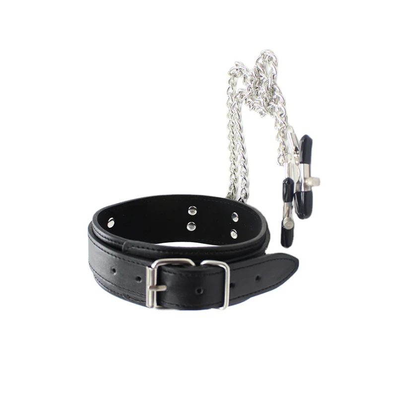 Cucky Sissy Collar With Nipple Clamps - Image 2