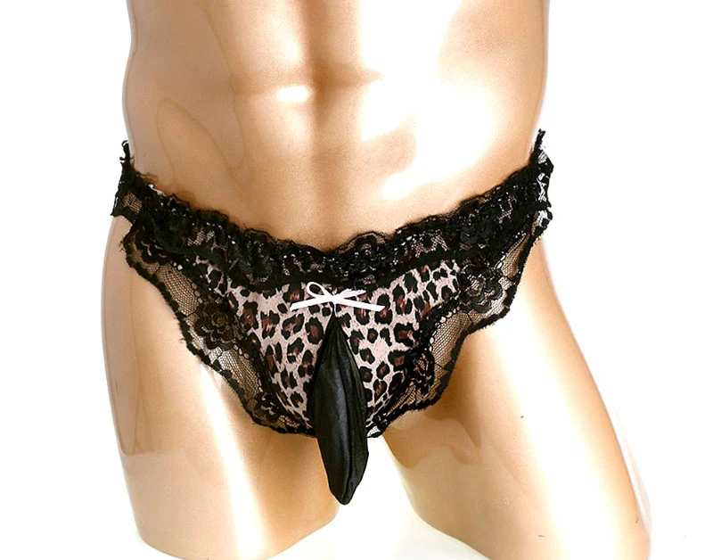 Leopard Print Sissy Pouch Panties With G-String - Image 2
