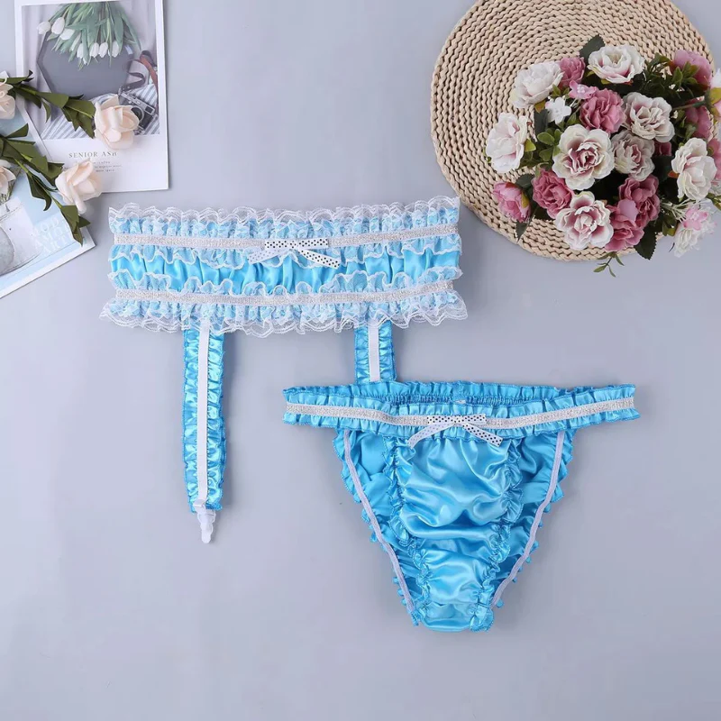 Sissy Amanda: Blue Frilly Two Piece Panty Set - Image 2