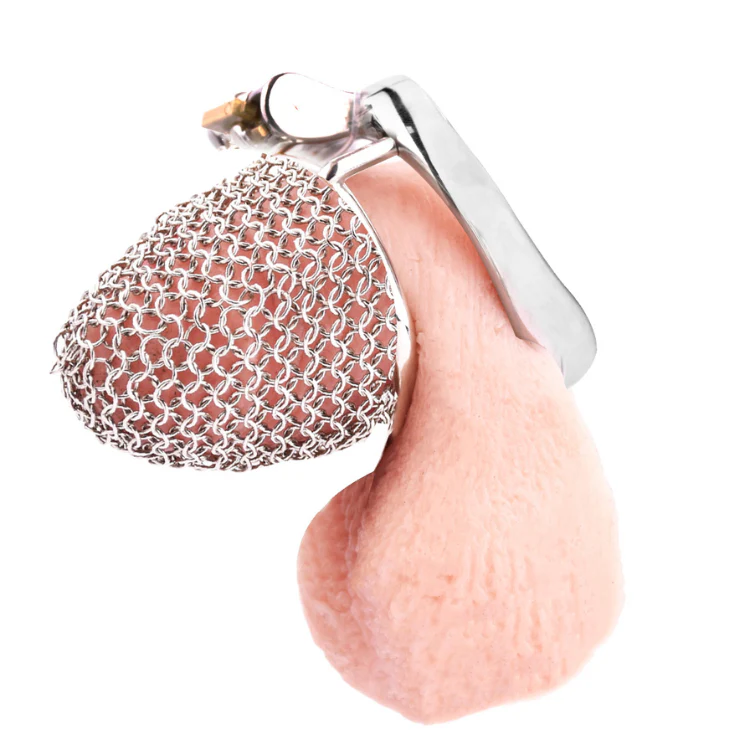 The Cuck Dungeon: Chainmail Steel Cock Cage